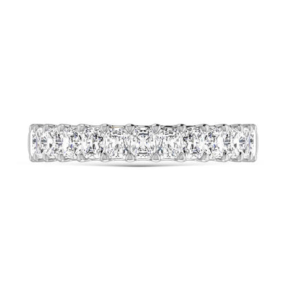 14K White Gold Diamond 1 1/3 Ct.Tw. Radiant Shape Half way Wedding Band