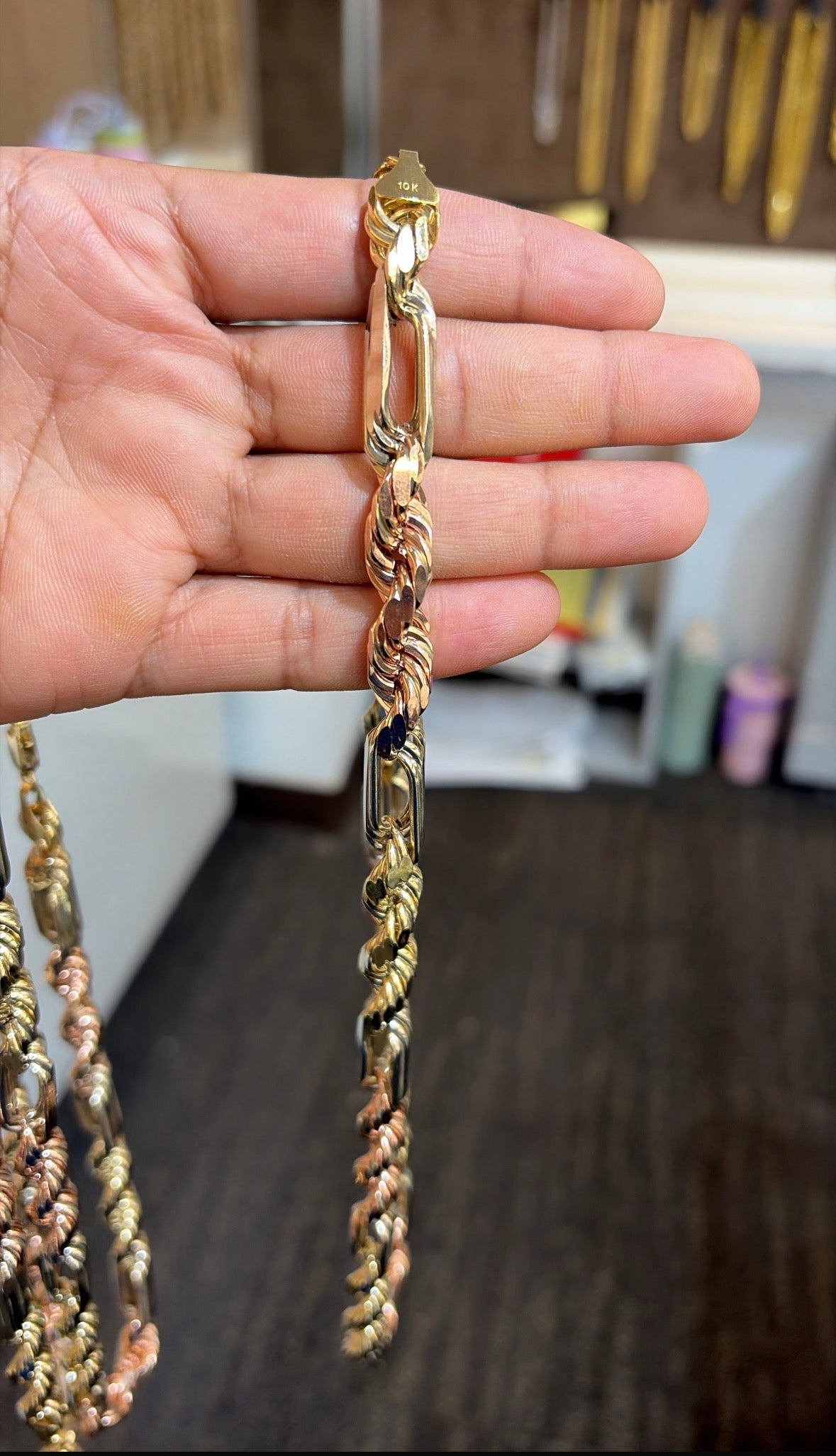 10K Tri-Color Gold Milano Chain 10mm Width 24" Inc Necklace 74.50 Grams Heavy Solid Gold