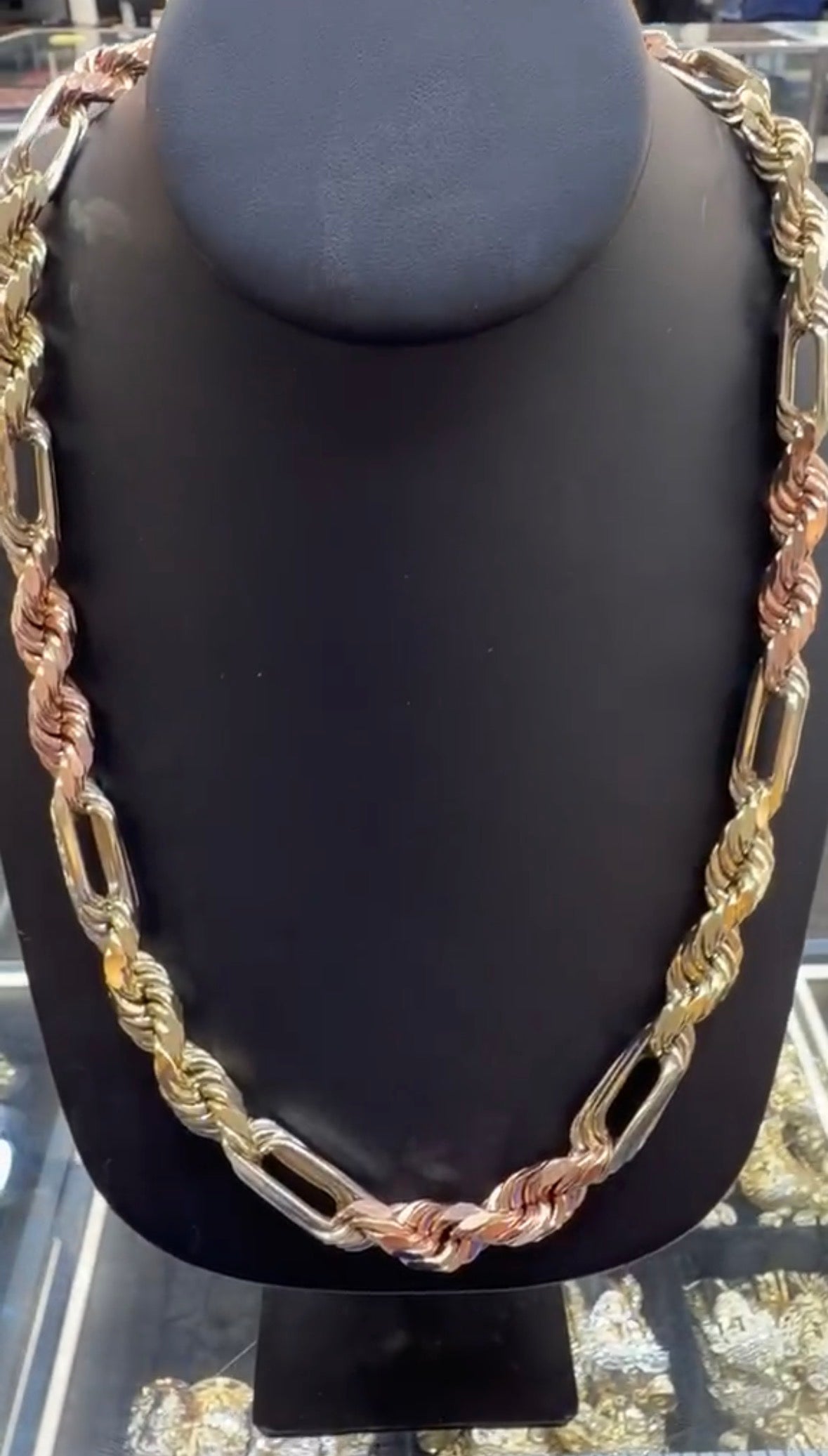 10K Tri-Color Gold Milano Chain 10mm Width 24" Inc Necklace 74.50 Grams Heavy Solid Gold
