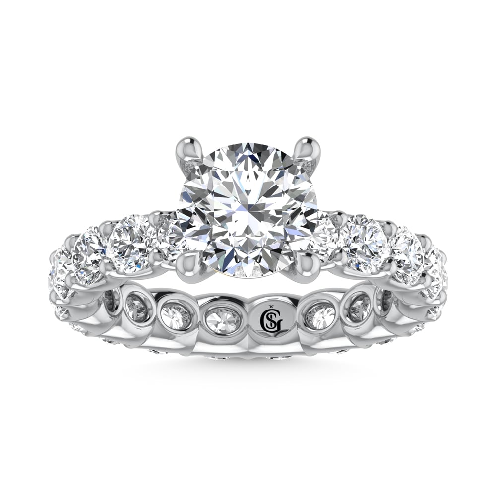 14K White Gold Lab Grown Diamond 4 3/4 Ct.Tw. Round Shape Halfway Engagement Ring (Center 2CT)