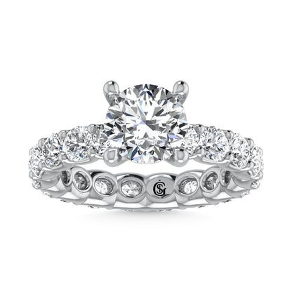 14K White Gold Lab Grown Diamond 4 3/4 Ct.Tw. Round Shape Halfway Engagement Ring (Center 2CT)