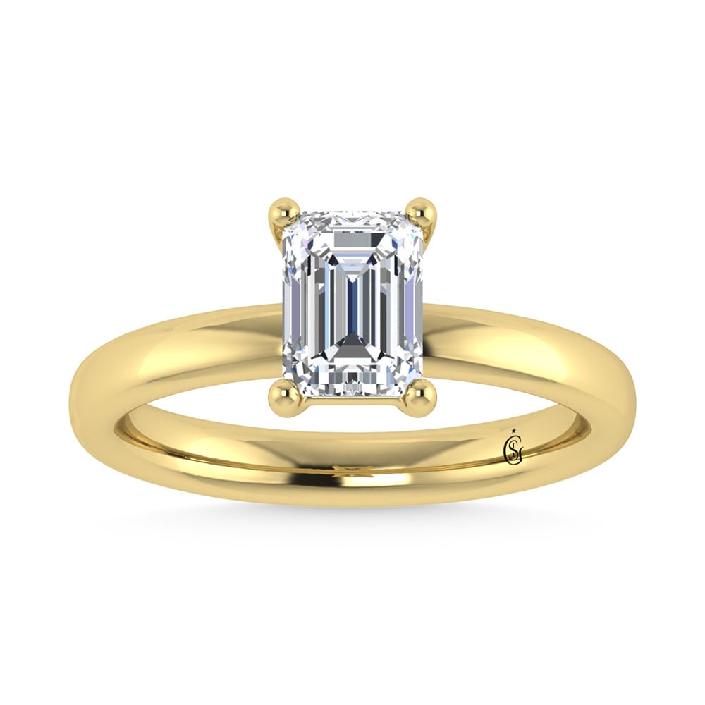 14K Yellow Gold Lab Grown Diamond 1 Ct.Tw. IGI Certified Emerald Shape Solitaire (Available from 1CT to 7CT)