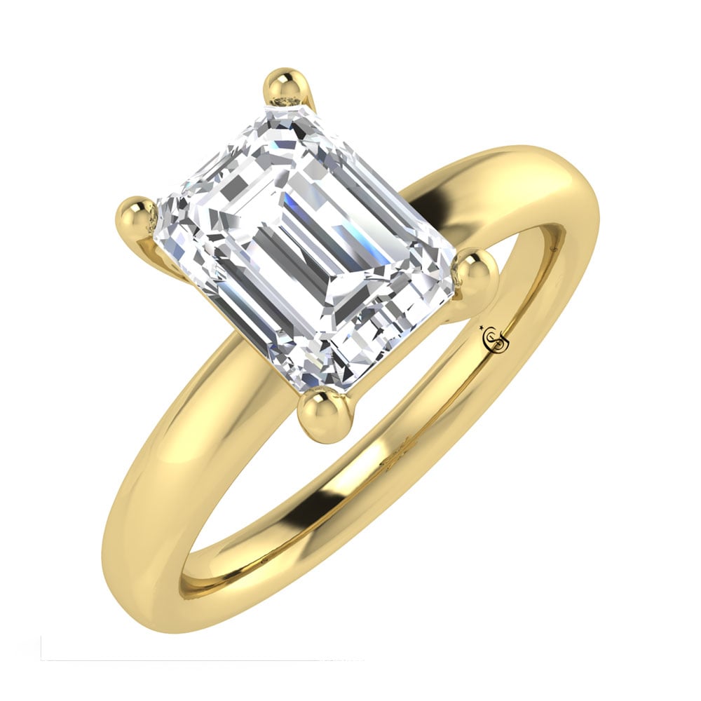 14K Yellow Gold Lab Grown Diamond 1 1/2 Ct.Tw. IGI Certified Emerald Shape Solitaire (Available from 1CT to 7CT)