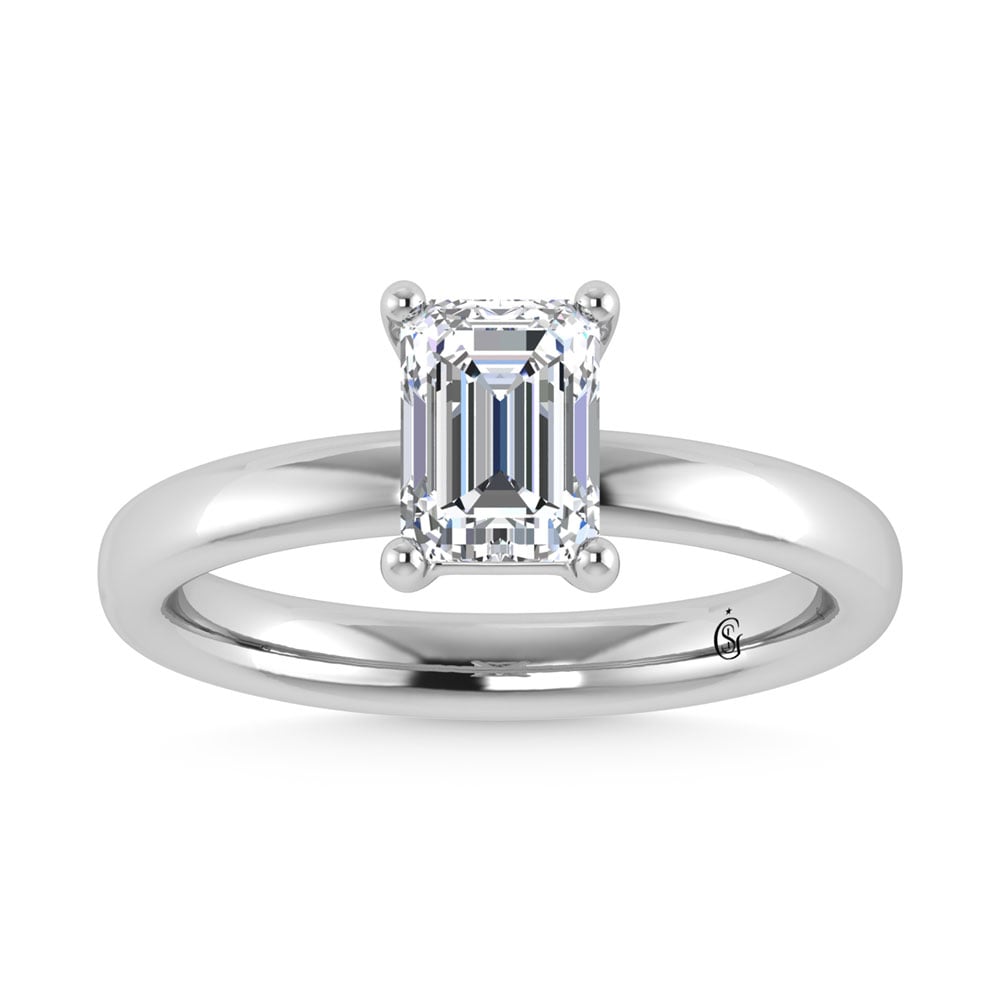 14K White Gold Lab Grown Diamond 2 Ct.Tw. IGI Certified Emerald Shape Solitaire (Available from 1CT to 7CT)