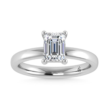 14K White Gold Lab Grown Diamond 2 Ct.Tw. IGI Certified Emerald Shape Solitaire (Available from 1CT to 7CT)