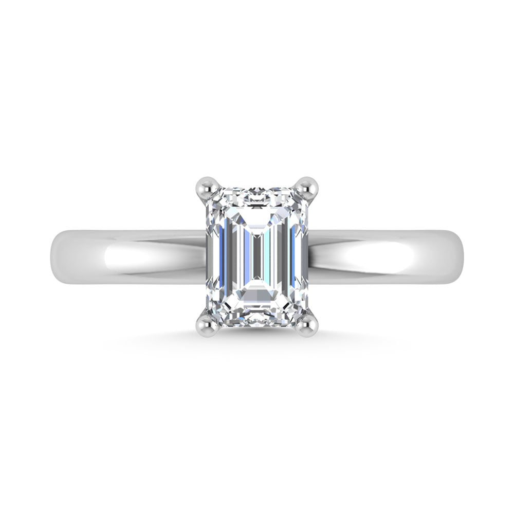 14K White Gold Lab Grown Diamond 2 Ct.Tw. IGI Certified Emerald Shape Solitaire (Available from 1CT to 7CT)