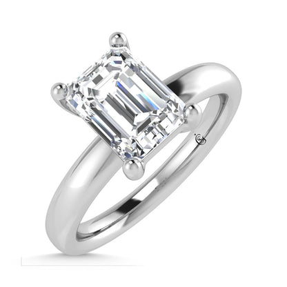 14K White Gold Lab Grown Diamond 2 Ct.Tw. IGI Certified Emerald Shape Solitaire (Available from 1CT to 7CT)