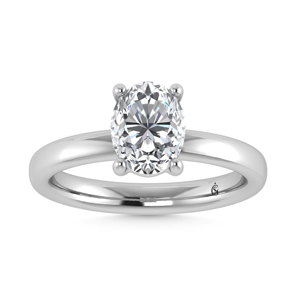 14K White Gold Lab Grown Diamond 1 1/2 Ct.Tw. IGI Certified Oval Shape Solitaire (Available from 1CT to 7CT)