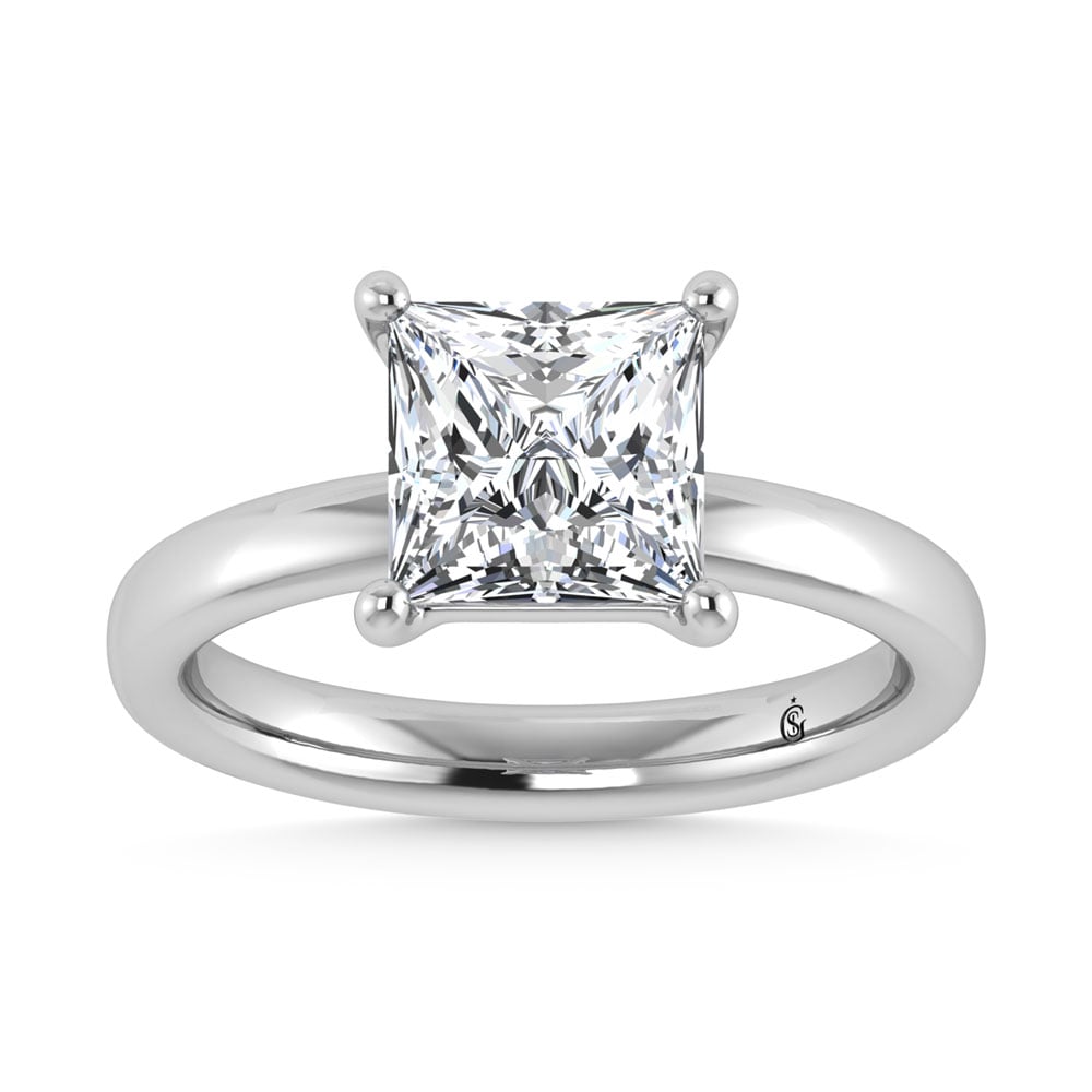 14K White Gold Lab Grown Diamond 1 1/2 Ct.Tw. IGI Certified Princess Shape Solitaire (Available from 1CT to 7CT)