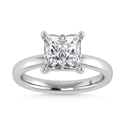 14K White Gold Lab Grown Diamond 2 Ct.Tw. IGI Certified Princess Shape Solitaire (Available from 1CT to 7CT)