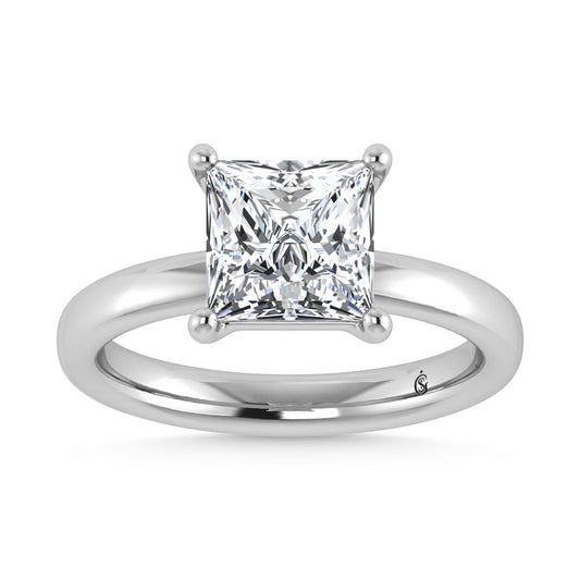 14K White Gold Lab Grown Diamond 3 Ct.Tw. IGI Certified Princess Shape Solitaire (Available from 1CT to 7CT)
