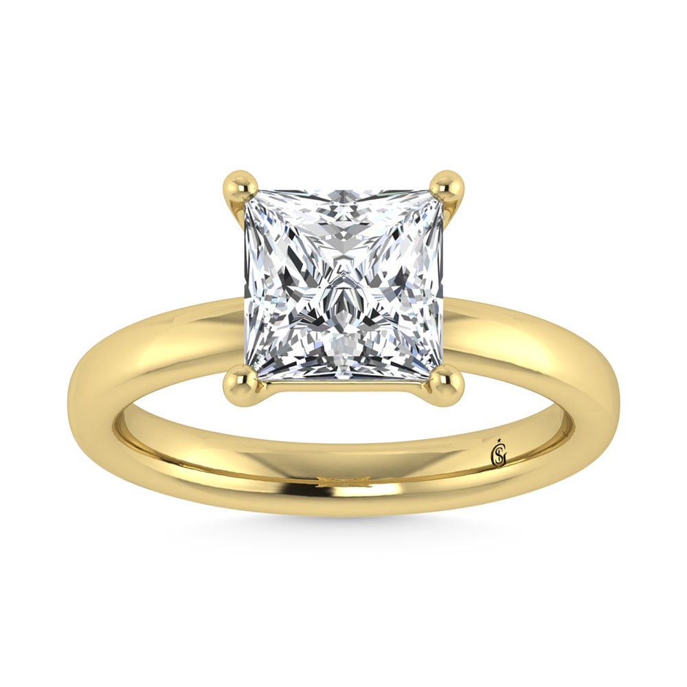 14K Yellow Gold Lab Grown Diamond 3 Ct.Tw. IGI Certified Princess Shape Solitaire (Available from 1CT to 7CT)