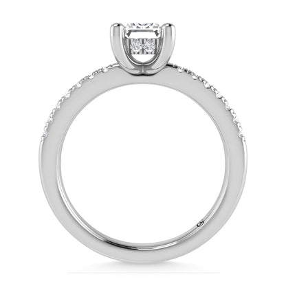 14K White Gold Lab Grown Diamond 1 3/4 Ct.Tw. IGI Certified Emerald Shape Hidden Halo Engagement Ring