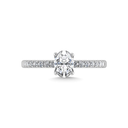 14K White Gold Lab Grown Diamond 1 1/5 Ct.Tw. IGI Certified Oval Shape Hidden Halo Engagement Ring