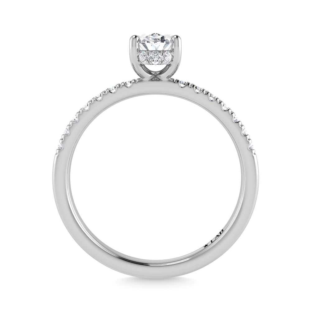 14K White Gold Lab Grown Diamond 1 1/5 Ct.Tw. IGI Certified Oval Shape Hidden Halo Engagement Ring