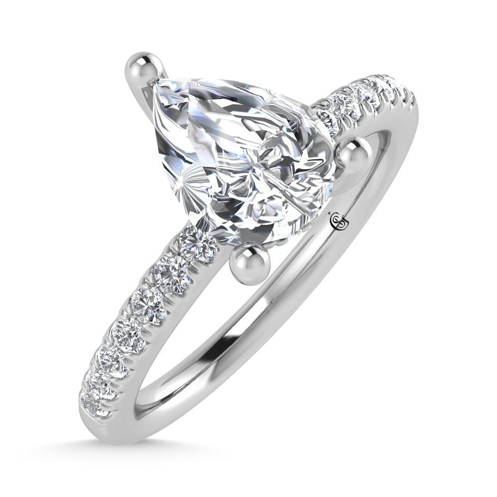 14K White Gold Lab Grown Diamond 1 1/5 Ct.Tw. IGI Certified Pear Shape Hidden Halo Engagement Ring