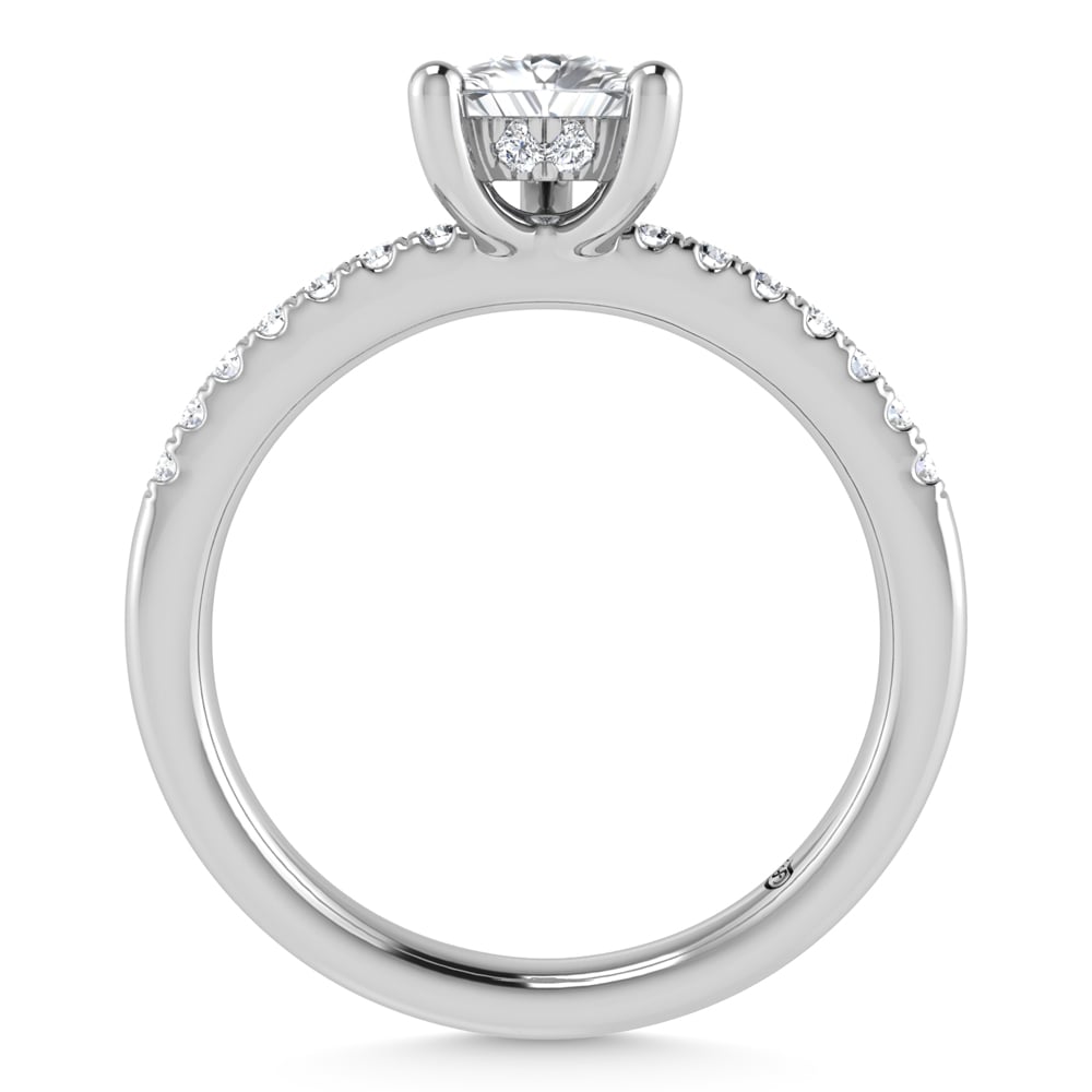 14K White Gold Lab Grown Diamond 1 1/5 Ct.Tw. IGI Certified Pear Shape Hidden Halo Engagement Ring