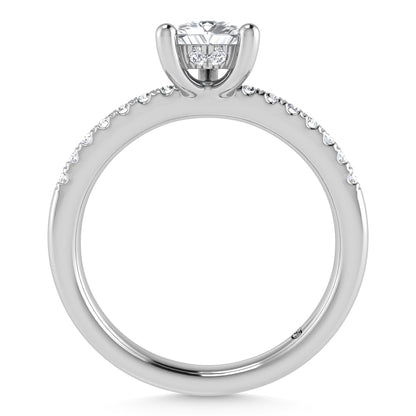 14K White Gold Lab Grown Diamond 1 1/5 Ct.Tw. IGI Certified Pear Shape Hidden Halo Engagement Ring