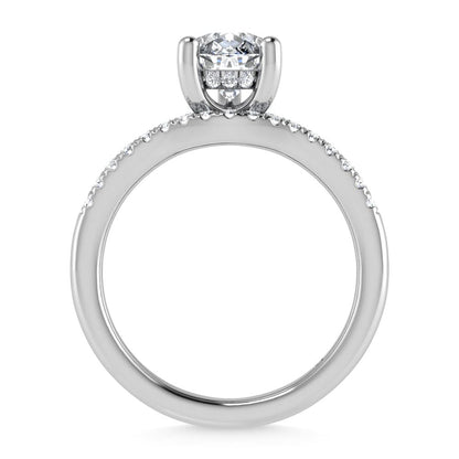 14K White Gold Lab Grown Diamond 1 3/4 Ct.Tw. IGI Certified Pear Shape Hidden Halo Engagement Ring