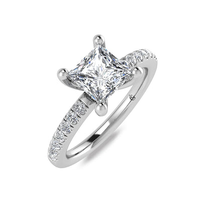 14K White Gold Princess Cut Lab Grown Diamond 1 1/5 ct.tw. Hidden Halo Engagement Ring