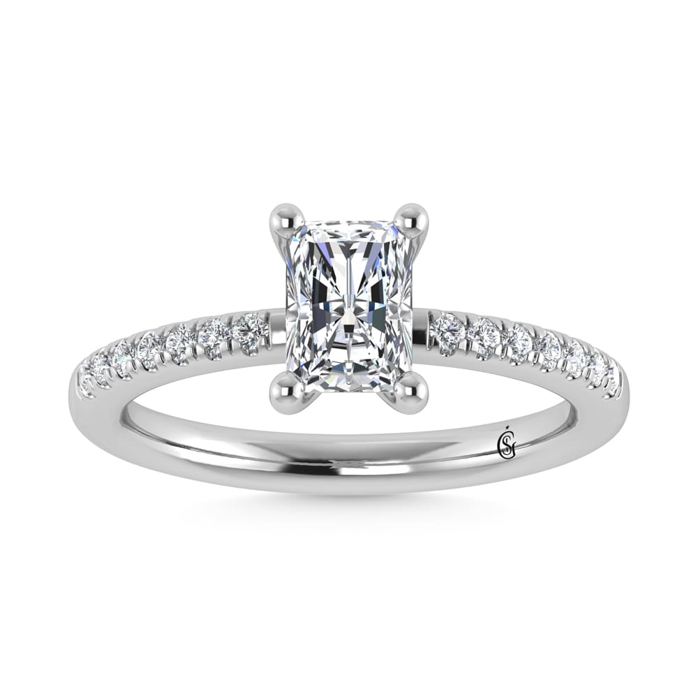 14K White Gold Lab Grown Diamond 1 1/5 Ct.Tw. IGI Certified Radiant Shape Hidden Halo Engagement Ring