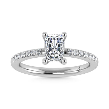 14K White Gold Lab Grown Diamond 1 1/5 Ct.Tw. IGI Certified Radiant Shape Hidden Halo Engagement Ring