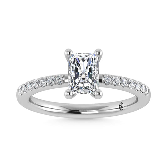 14K White Gold Lab Grown Diamond 1 1/5 Ct.Tw. IGI Certified Radiant Shape Hidden Halo Engagement Ring