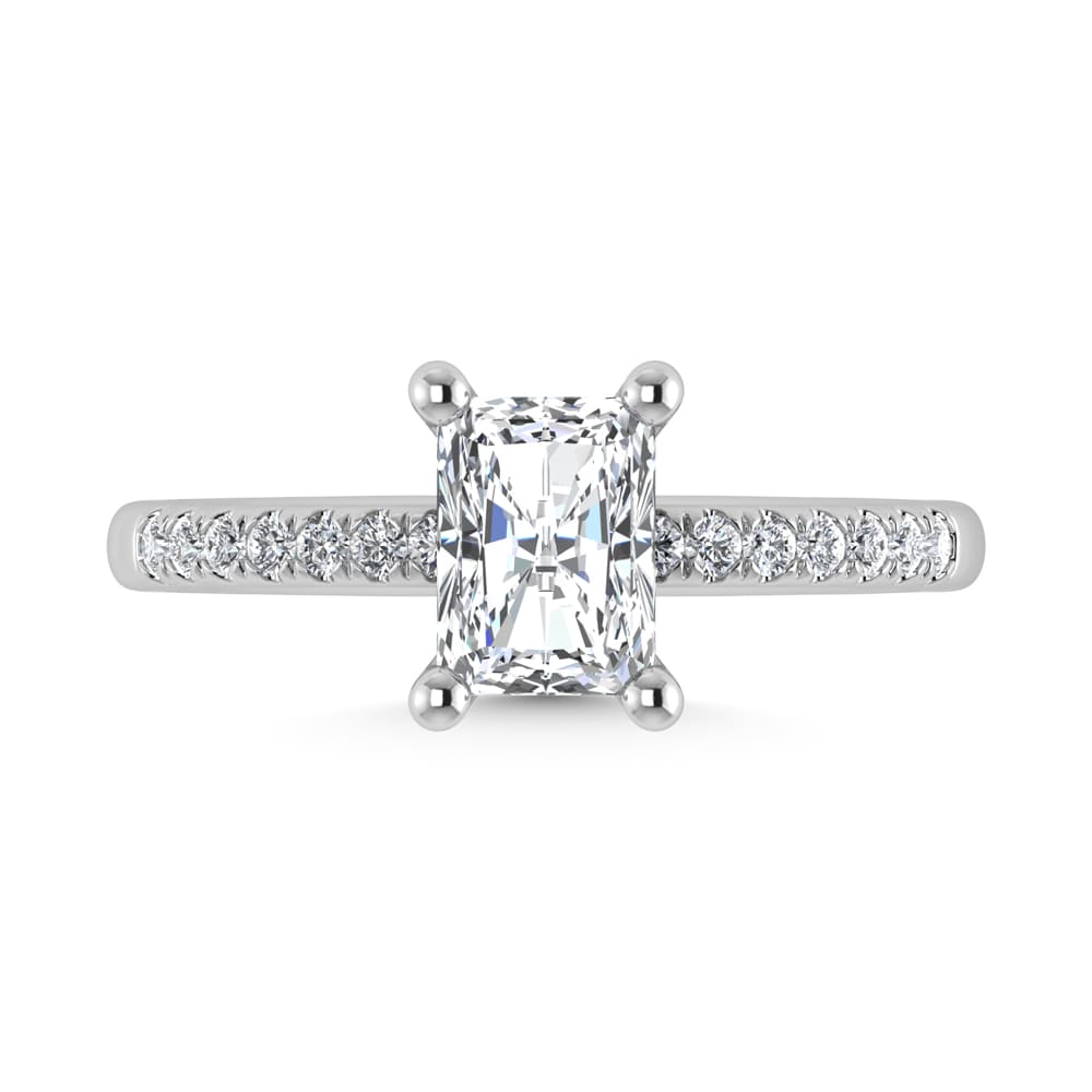 14K White Gold Lab Grown Diamond 1 1/5 Ct.Tw. IGI Certified Radiant Shape Hidden Halo Engagement Ring