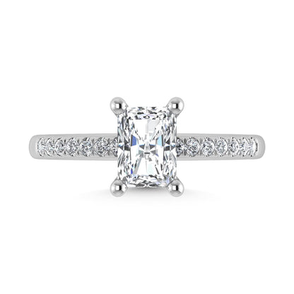 14K White Gold Lab Grown Diamond 1 1/5 Ct.Tw. IGI Certified Radiant Shape Hidden Halo Engagement Ring