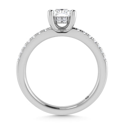 14K White Gold Lab Grown Diamond 1 1/5 Ct.Tw. IGI Certified Radiant Shape Hidden Halo Engagement Ring
