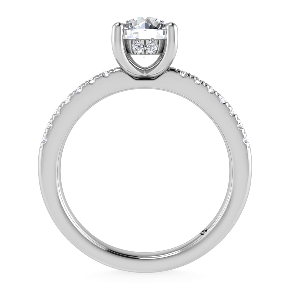 14K White Gold Lab Grown Diamond 1 1/5 Ct.Tw. IGI Certified Round Shape Hidden Halo Engagement Ring