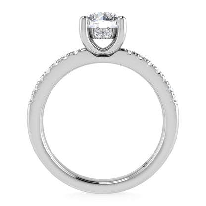 14K White Gold Lab Grown Diamond 1 1/5 Ct.Tw. IGI Certified Round Shape Hidden Halo Engagement Ring