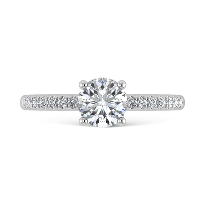14K White Gold Lab Grown Diamond 1 3/4 Ct.Tw. IGI Certified Round Shape Hidden Halo Engagement Ring