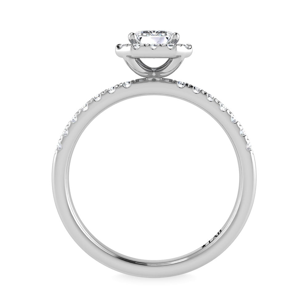 14K White Gold Lab Grown Diamond 2 1/4 Ct.Tw. IGI Certified Emerald Shape Halo Engagement Ring