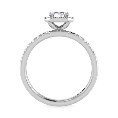 14K White Gold Lab Grown Diamond 2 1/4 Ct.Tw. IGI Certified Emerald Shape Halo Engagement Ring