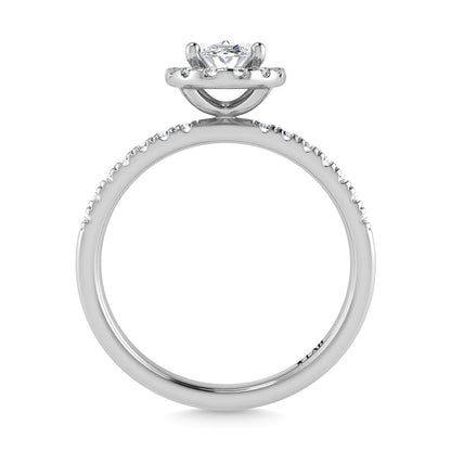 14K White Gold Lab Grown Diamond 1 Ct.Tw. Shank Oval Shape Halo Engagement Ring