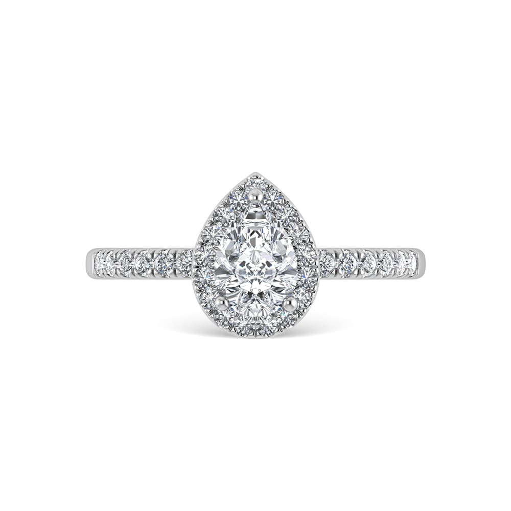 14K White Gold Lab Grown Diamond 1 1/4 Ct.Tw. IGI Certified Pear Shape Halo Engagement Ring