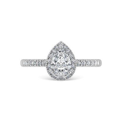 14K White Gold Lab Grown Diamond 1 1/4 Ct.Tw. IGI Certified Pear Shape Halo Engagement Ring