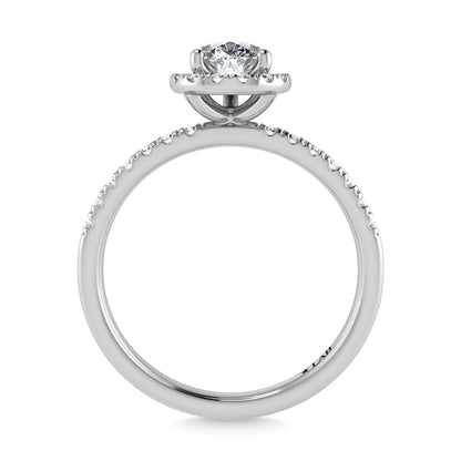 14K White Gold Lab Grown Diamond 1 1/4 Ct.Tw. IGI Certified Pear Shape Halo Engagement Ring