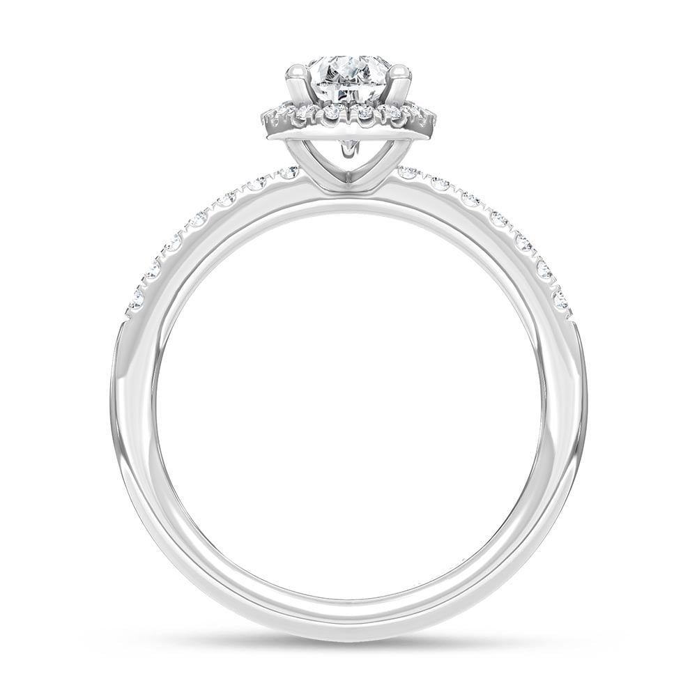 14K White Gold Lab Grown Diamond 1 Ct.Tw. IGI Certified Pear Shape Halo Engagement Ring