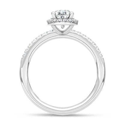 14K White Gold Lab Grown Diamond 1 Ct.Tw. IGI Certified Pear Shape Halo Engagement Ring