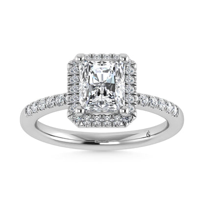 14K White Gold Lab Grown Diamond 1 3/4 Ct.Tw. Radiant Shape Halo Engagement Ring (Center 1 1/2 ct)