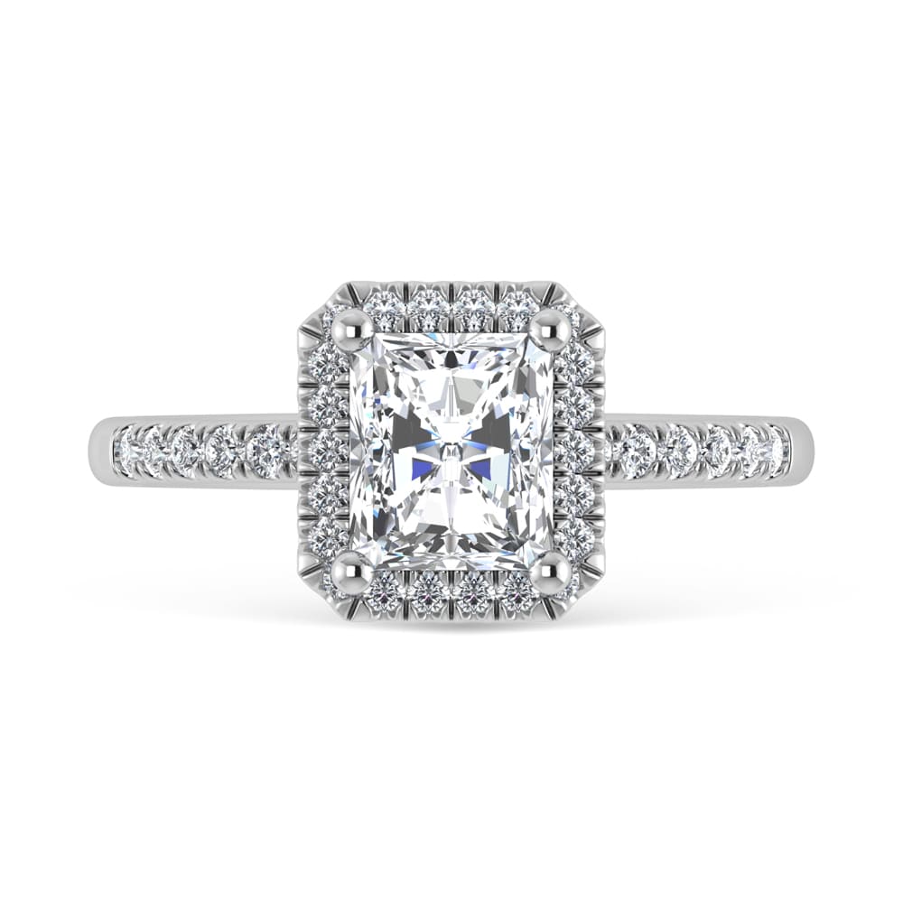 14K White Gold Lab Grown Diamond 1 3/4 Ct.Tw. Radiant Shape Halo Engagement Ring (Center 1 1/2 ct)