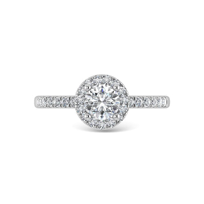 14K White Gold Lab Grown Diamond 1 3/4 Ct.Tw. IGI Certified Round Shape Halo Engagement Ring