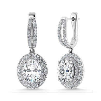 14K White Gold Lab Grown Diamond 4 7/8 Ct.Tw. Oval Shape Fashion Earring