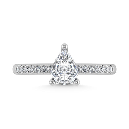 14K White Gold Lab Grown Diamond 2 3/8 Ct.Tw. Hidden Halo Engagement Ring (Center Pear)