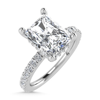 14K White Gold Lab Grown Diamond 2 3/8 Ct.Tw. Hidden Halo Engagement Ring (Center Radiant)