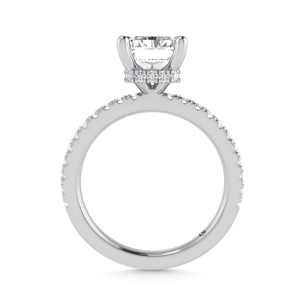 14K White Gold Lab Grown Diamond 2 3/8 Ct.Tw. Hidden Halo Engagement Ring (Center Radiant)