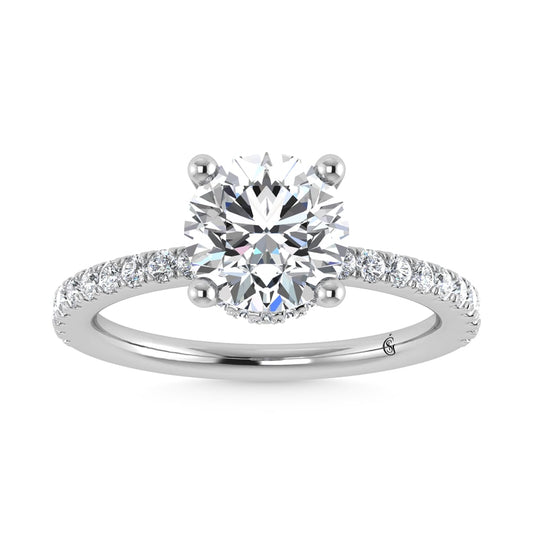 14K White Gold Lab Grown Diamond 1 7/8 Ct.Tw. Hidden Halo Engagement Ring (Center Round)