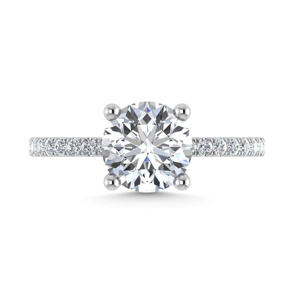 14K White Gold Lab Grown Diamond 2 3/8 Ct.Tw. Hidden Halo Engagement Ring (Center Round)